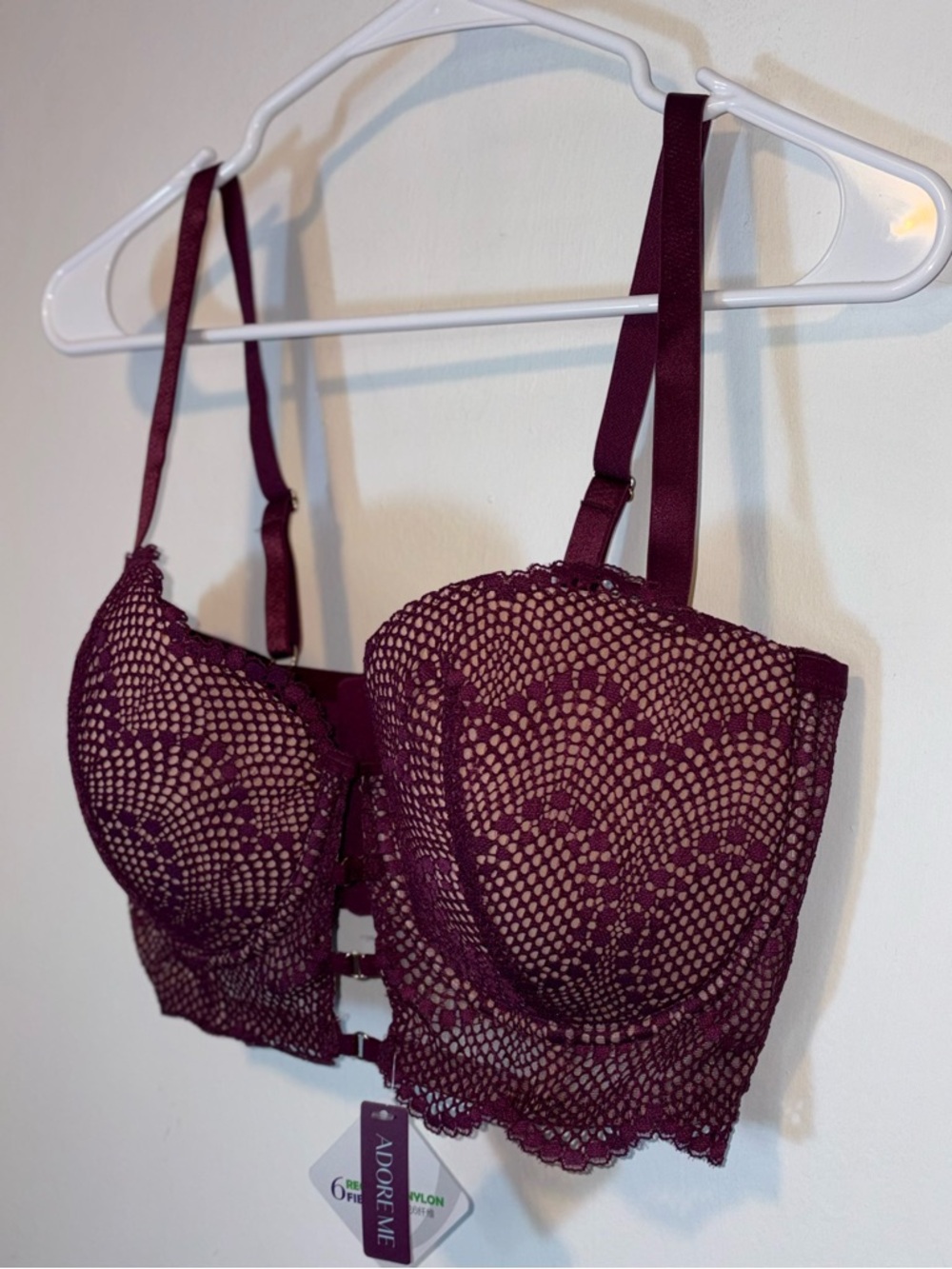 NEW Adore Me Margaritte Push Up Balconette Bra Grape Wine, Size 36DDD - Picture 3 of 6